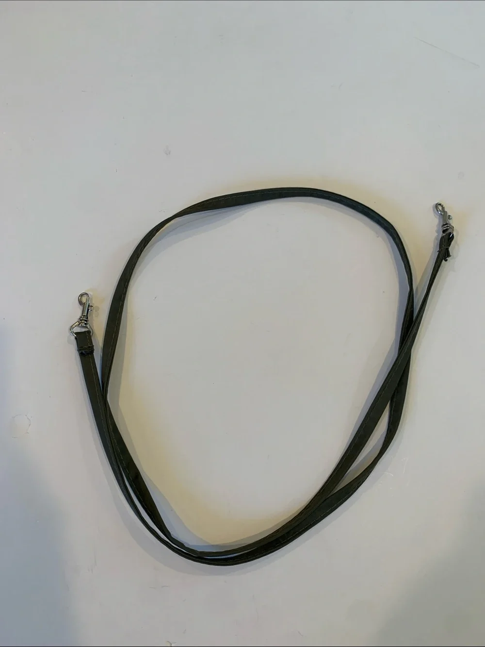 Dark Olive Green Thin Nylon Crossbody Bag Purse Replacement Strap Silver Clips